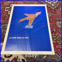 SAVIGNAC AFFICHE HÉLIOGRAVURE Originale AIR FRANCE J'Y VOLE J'Y SUIS BE Rare