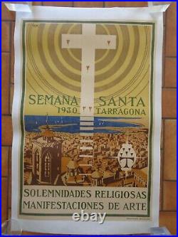 SEMANA SANTA 1930 Tarragona Espagne AFFICHE ANCIENNE Original Vintage poster