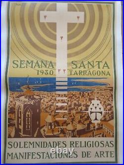 SEMANA SANTA 1930 Tarragona Espagne AFFICHE ANCIENNE Original Vintage poster