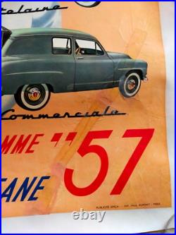 SIMCA ARONDE. Ancienne grande affiche publicitaire entoilée Gamme 1957- 1,09 m