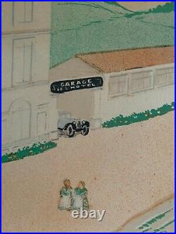 Saint Remy de Provence Grand Hotel Affiche Ancienne Litho entoilée 1928
