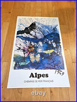 Salvador Dali Affiche Originale Sncf Alpes 1969 Rare