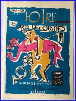 Savignac Affiche signée main 1957 Grande Foire des arts décoratifs Ulm signed