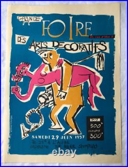 Savignac Affiche signée main 1957 Grande Foire des arts décoratifs Ulm signed