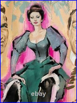 Sofia Loren Maquette Originale Gouache Affiche Film Lady L