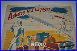 Splendide affiche ancienne Bagage Pascal, avion air france, top état
