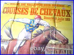 Superbe Affiche Courses De Chevaux À Valence (drôme) Signée Coulet 1903