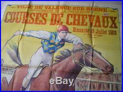 Superbe Affiche Courses De Chevaux À Valence (drôme) Signée Coulet 1903