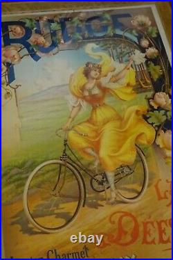 Superbe Affiche Originale Velo Ancien Cycles Rudge La Deesse