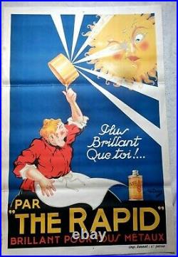 Superbe Affiche publicitaire Lithographié 1930 R. Dion THE RAPID