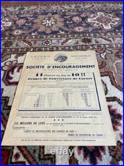 Sweepstake Affichette Loterie Nationale Originale 1936 Introuvable