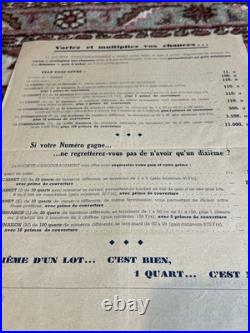 Sweepstake Affichette Loterie Nationale Originale 1936 Introuvable