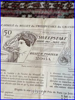 Sweepstake Grand Prix De Paris Affichette Brochure Originale 1935 Introuvable