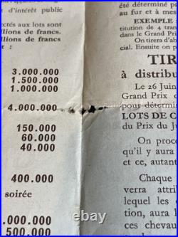 Sweepstake Grand Prix De Paris Affichette Brochure Originale 1935 Introuvable