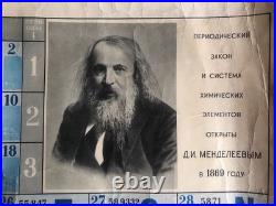 TABLEAU PÉRIODIQUE soviétique 1966 Mendeleïev RARE poster pédagogique URSS