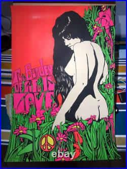 THE BURDEN OF LIFE AFFICHE PSYCHÉDÉLIQUE Blacklight Poster Black Light 1969 Love