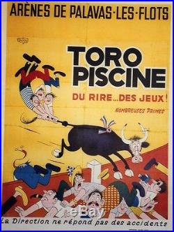 TORO PISCINE PALAVAS-LES-FLOTS Affiche originale entoilée DUBOUT1974 83x107cm