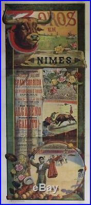 TOROS EN NIMES 1905 Affiche originale entoilée Litho d'après Emilio PORSET