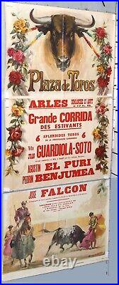 TRES GRANDE AFFICHE ANCIENNE PLAZA DE TOROS CORRIDA ARLES Circa 1970-75
