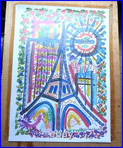 TROIS POSTERS AFFICHES la TOUR EFFEL dans TOUS SES ETATS signé