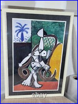 Tableau Affiche signée Dans le goût PICASSO Femme nue dans une chaise berçante