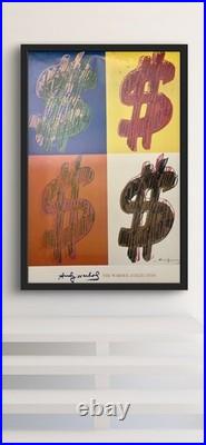 Tableau ancien affiche Dollars Andy Wharol 90X66