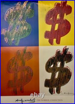 Tableau ancien affiche Dollars Andy Wharol 90X66