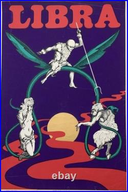 Tableau ancien affiche publicitaire Libra vintage The Glass Motorcycle 76X51