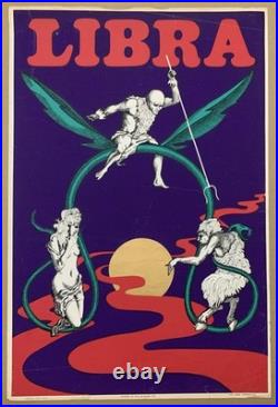 Tableau ancien affiche publicitaire Libra vintage The Glass Motorcycle 76X51