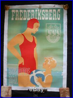 Thor Bogelund Jensen Affiche originale entoilée Frederiksberg 1938