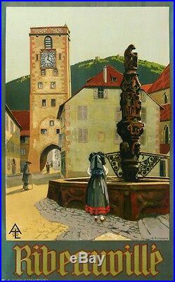Troussard Ribeauville Alsace Affiche Ancienne Du Chemin Fer De L'est