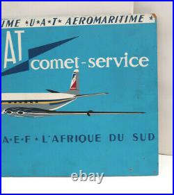 UAT Comet Service Aeromaritime 1954 Panneau Peint sur isorel d epoque 55 x 35 Cm