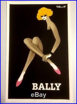 VILLEMOT Bernard BALLY Femme Blonde Affiche Litho de 1979 042 X 064,5 cms