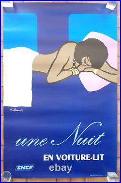 VILLEMOT / SNCF Une Nuit en Voiture-Lit Affiche ancienne Train vintage poster