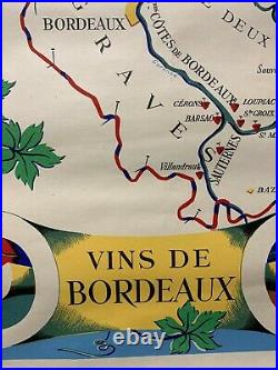 VINS de BORDEAUX les Vignobles de FRANCE Affiche Originale 1957 by Remy HETREAU
