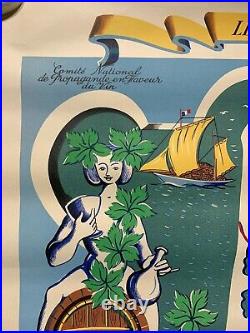 VINS de BORDEAUX les Vignobles de FRANCE Affiche Originale 1957 by Remy HETREAU