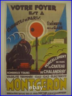 Vends affiche publicitaire ancienne train originale