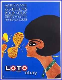 Villemot Loto Affiche Originale Très Rare 1989