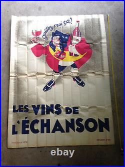 Vintage Poster RED WINE France VINS DE L'ÉCHANSON 1932 lithography french seller