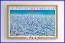 Vintage Ski Resorts Map Poster 1986 Alps Savoie Mt-Blanc, 100 X 60 Unframed