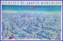 Vintage Ski Resorts Map Poster 1986 Alps Savoie Mt-Blanc, 100 X 60 Unframed
